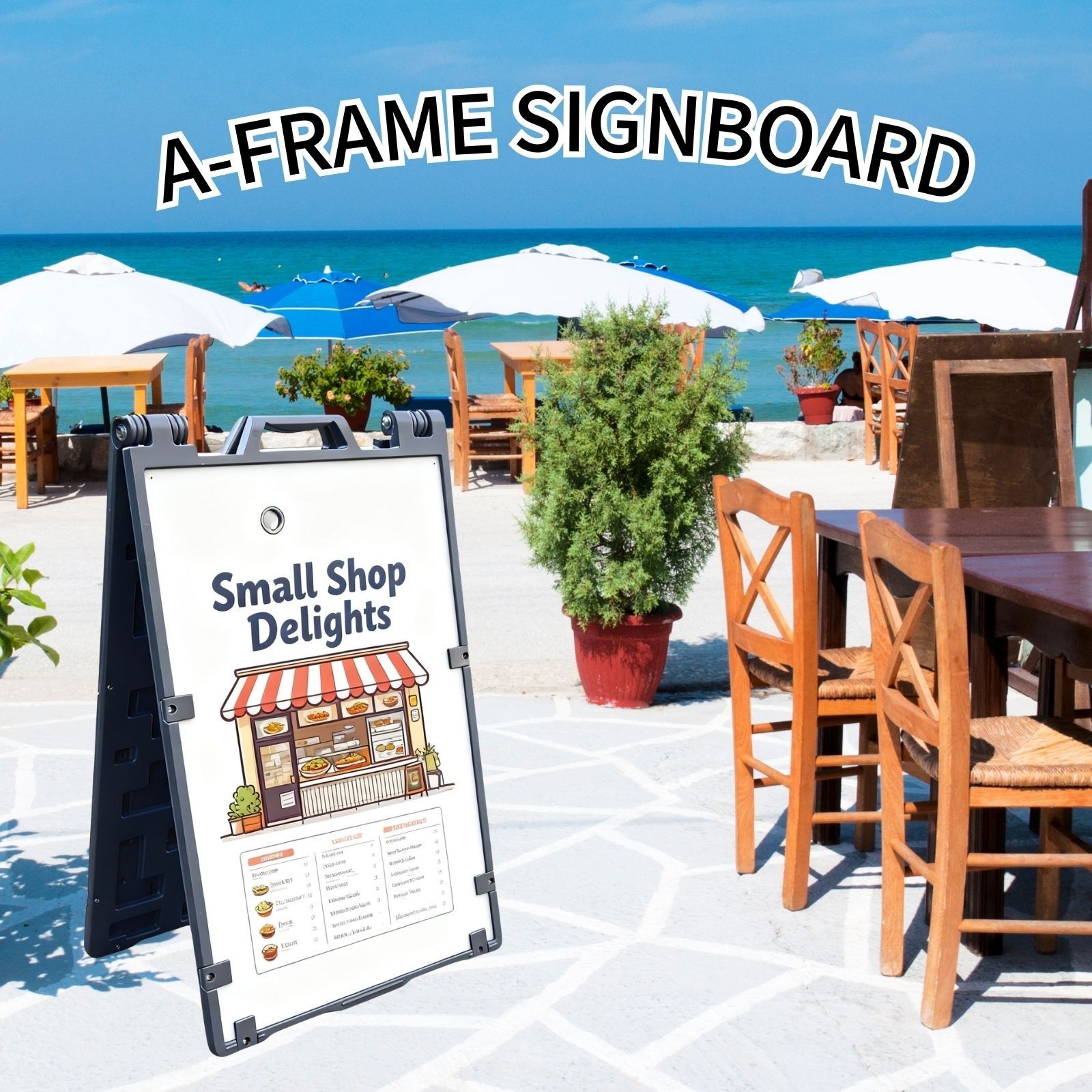 1Pack 24×36” Double Sided A-Frame Sandwich Board Sign Foldable Black Frame Only