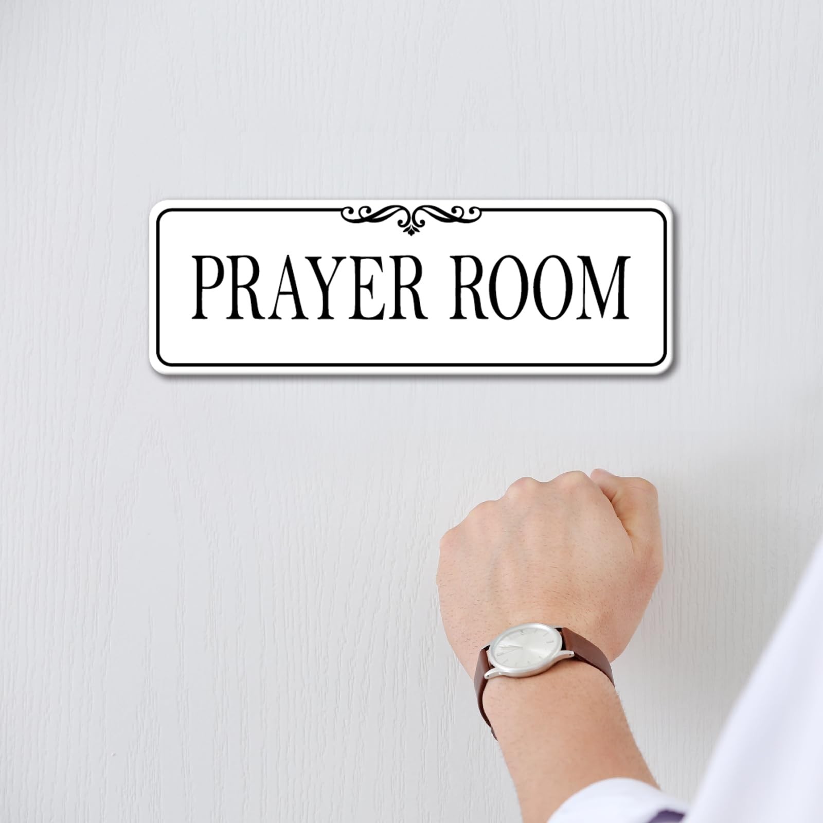 9×3 Inch Prayer Room Sign, Elegant White, Acrylic, Self-Stick, Door, Wall