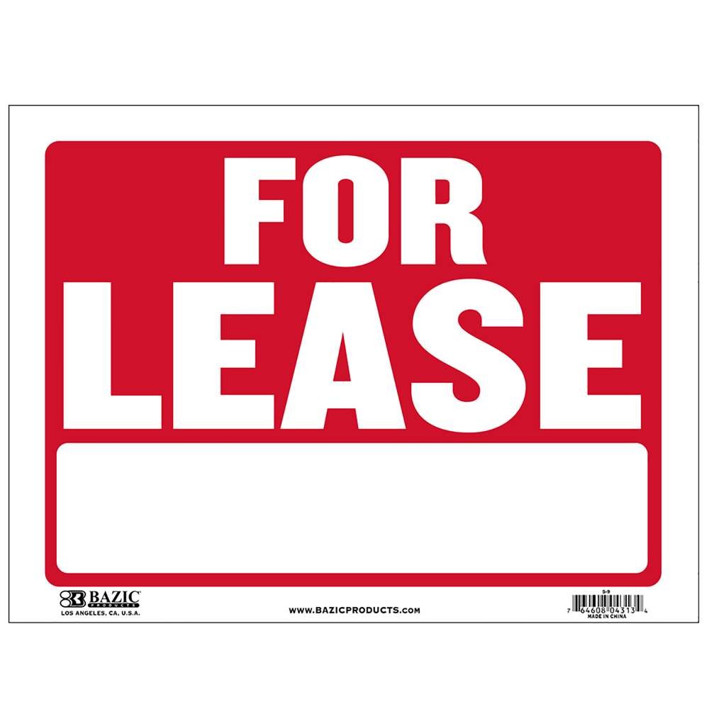 BAZIC 9&Prime; X 12&Prime; For Lease Sign, pack of 24