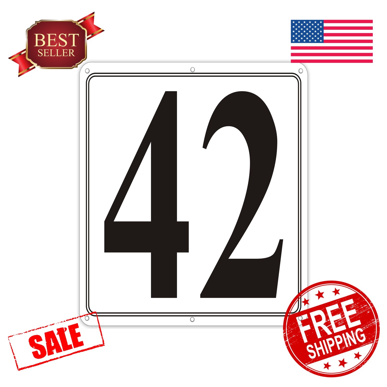 i-CowFun Metal Number Signs 42 Aluminum 12&Prime; Parking