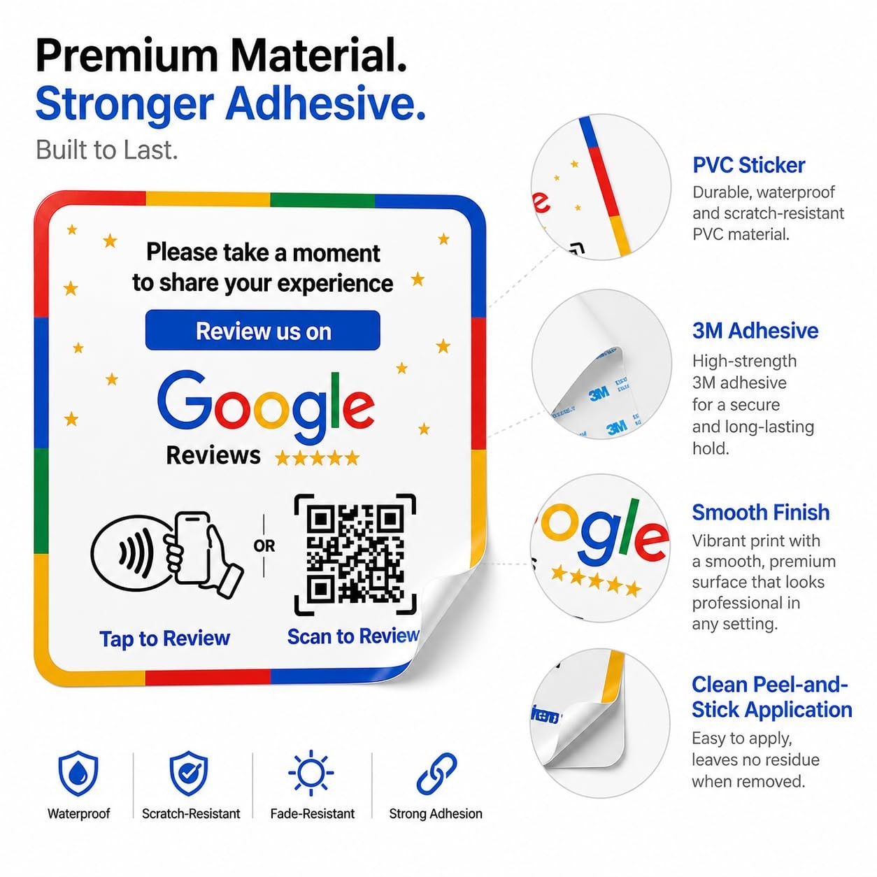 NFC Google Review Sticker – Boost Customer Feedback with Tap & Scan QR – No A…