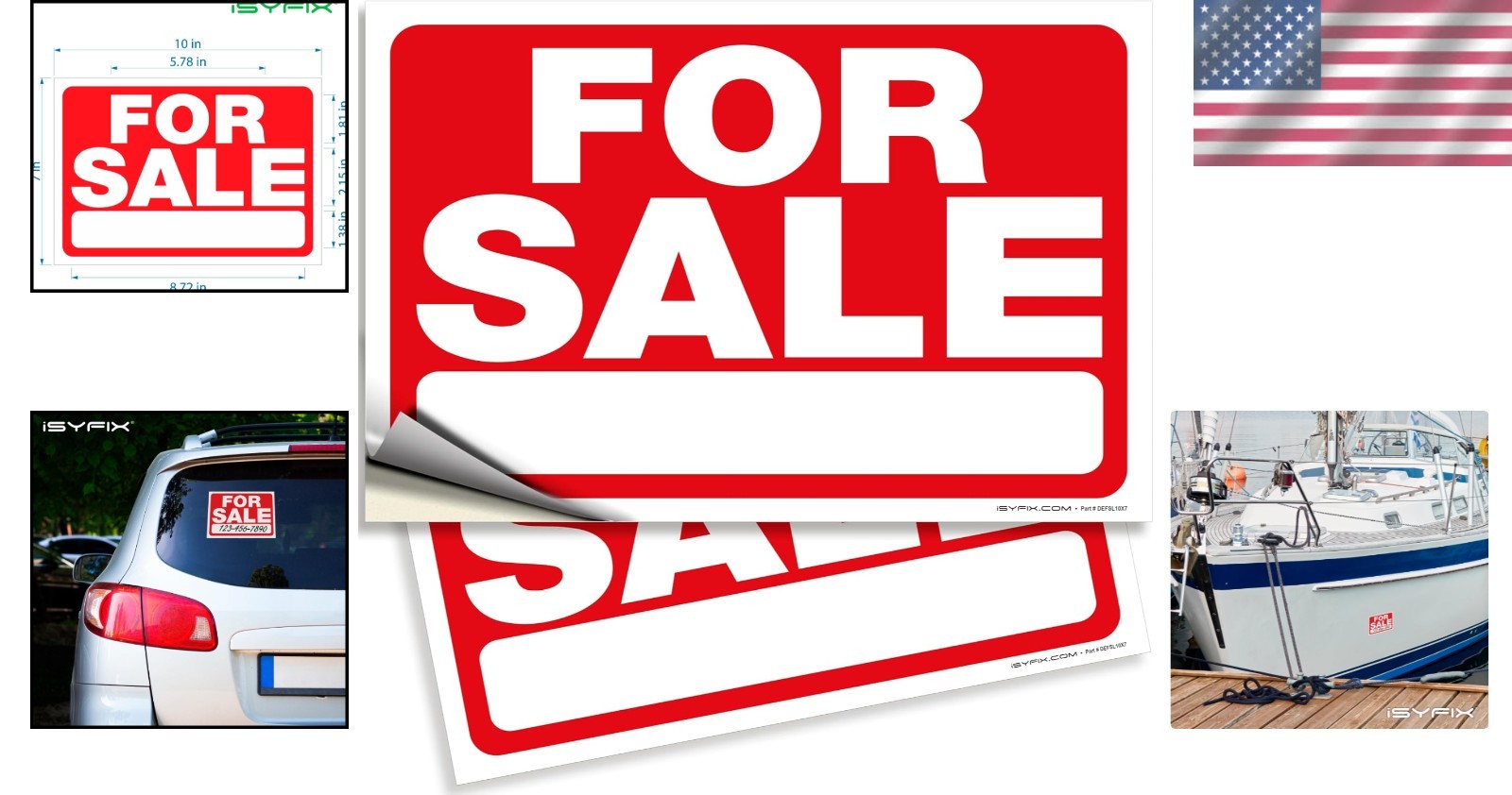 High Visibility 10×7 Inch Vinyl Stickers – 2 Pack Weatherproof Car Sale Signs