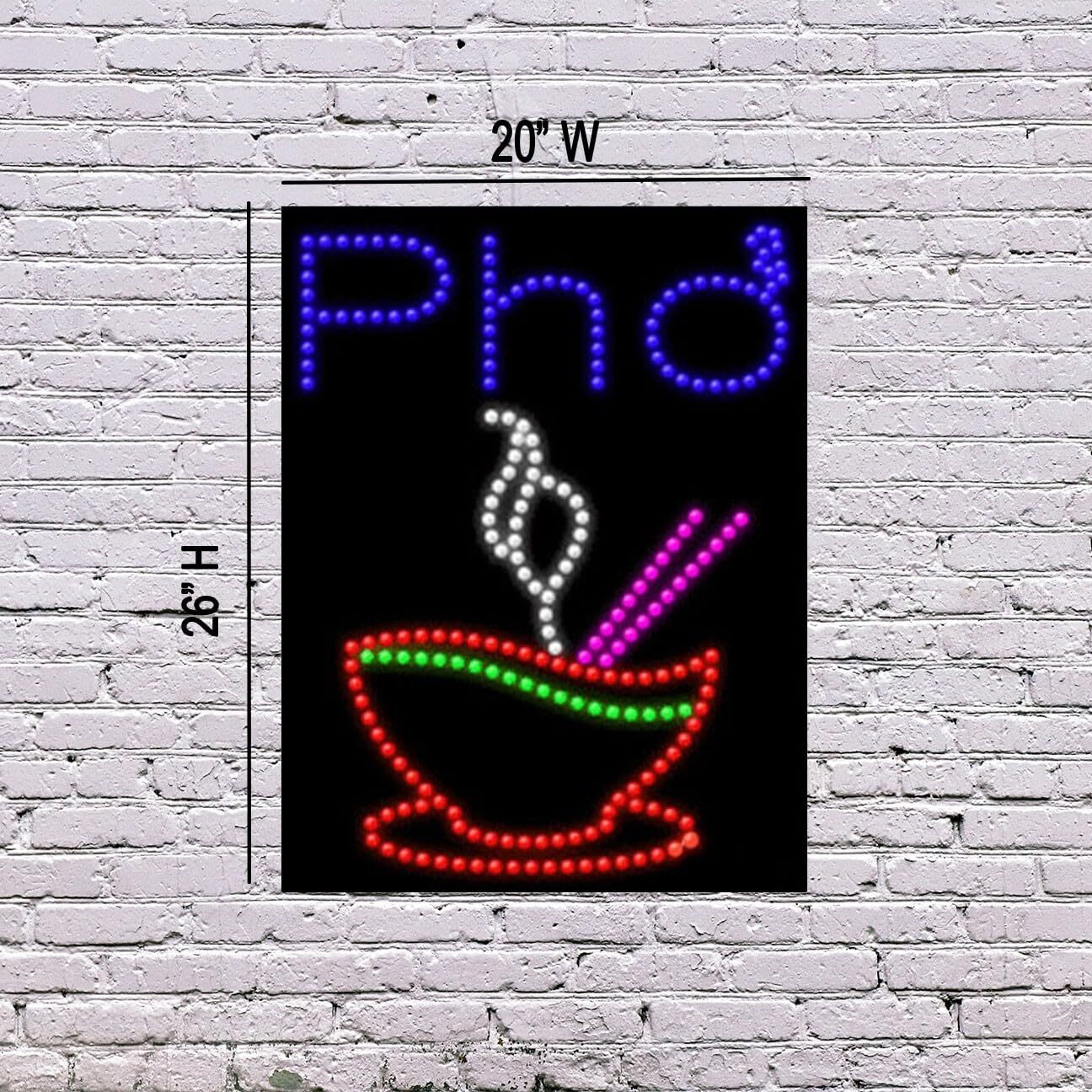 LED Pho Sign | Light Up Sign | 26&Prime;H x 20&Prime;W x 2&Prime;D