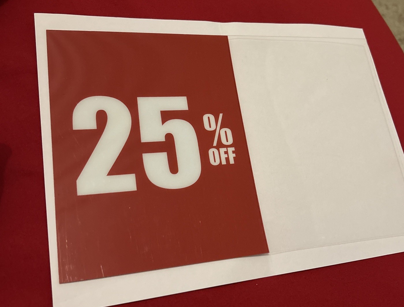 Plastic Store Sale Signs 11×7 In. 20% And 25% Reversible Sign.