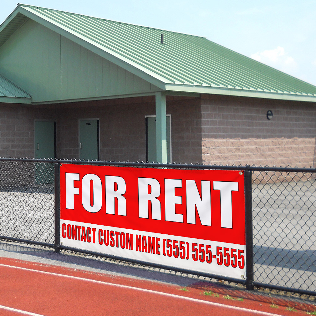 Vinyl Banner Multiple Sizes For Rent Custom Name Phone Number Red Business