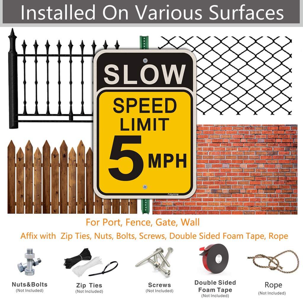 2-Pack 5 MPH Slow Speed Limit Reflective Signs 18×12” Rustproof Aluminum