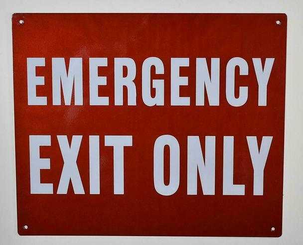 Emergency EXIT ONLY Sign (Reflective !!, RED Background, 10X12 inch)-REF24-1027