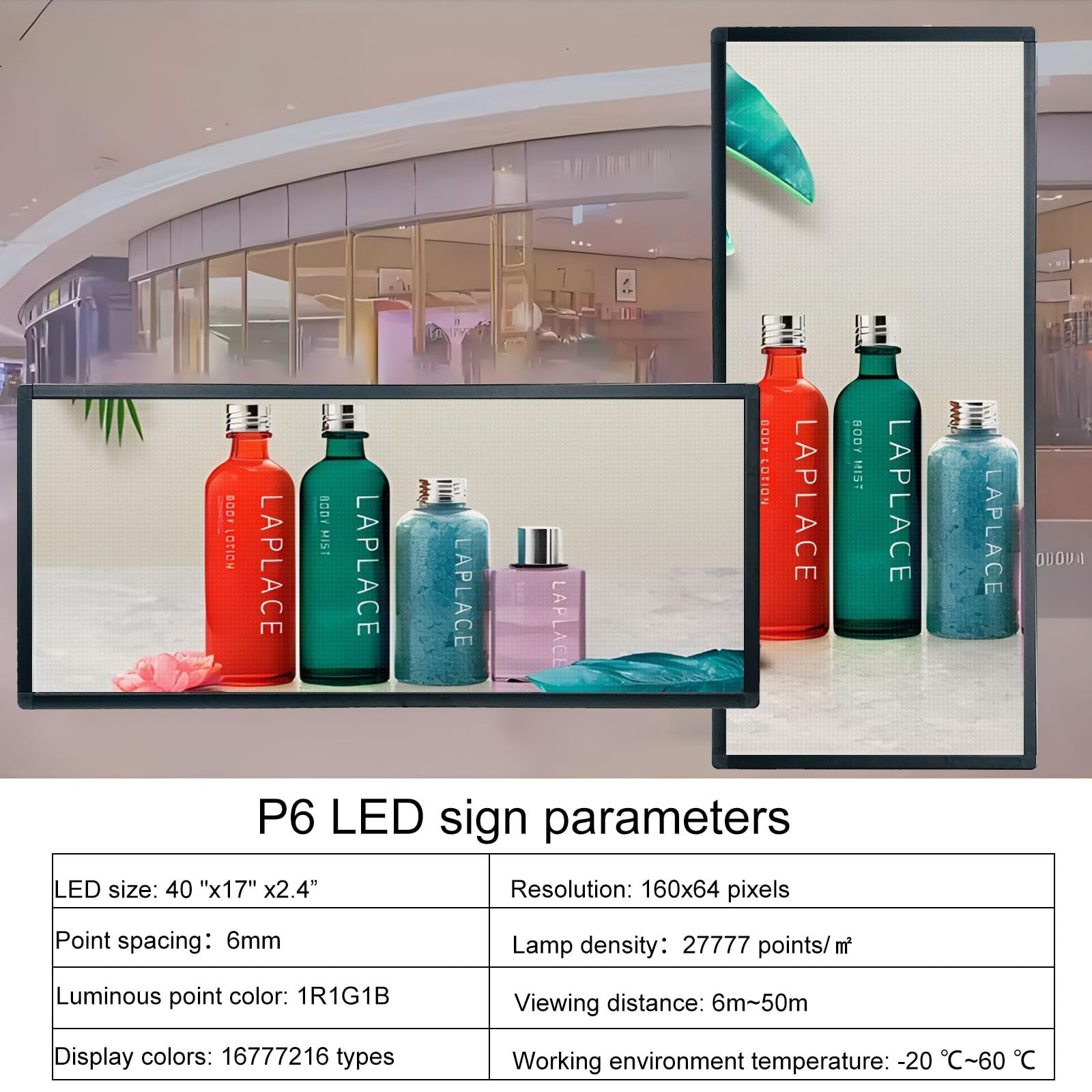 P6 Programmable Scrolling Led Sign Custom Digital Signage Displays 40&Prime;X17&Prime;