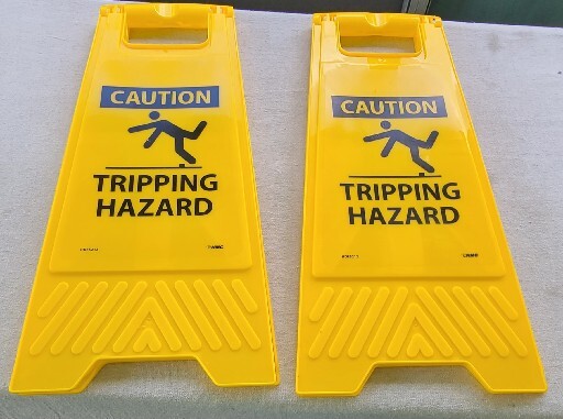 Tripping Hazard Sign – Yellow Double-Sided PVC Material – Foldable HDFS212