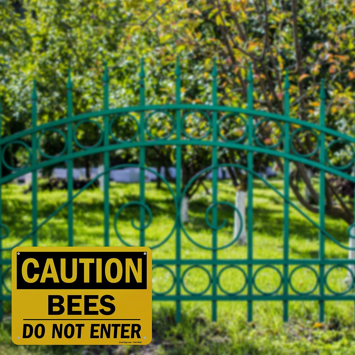 7 x 10 inch “Caution – Bees Do Not Enter” OSHA Sign with Pre-Cleared Holes Di…