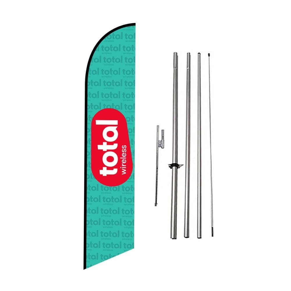 Total Wireless (pattern) – 12FT Tall Swooper Feather Flag Sign with 15FT Pole…