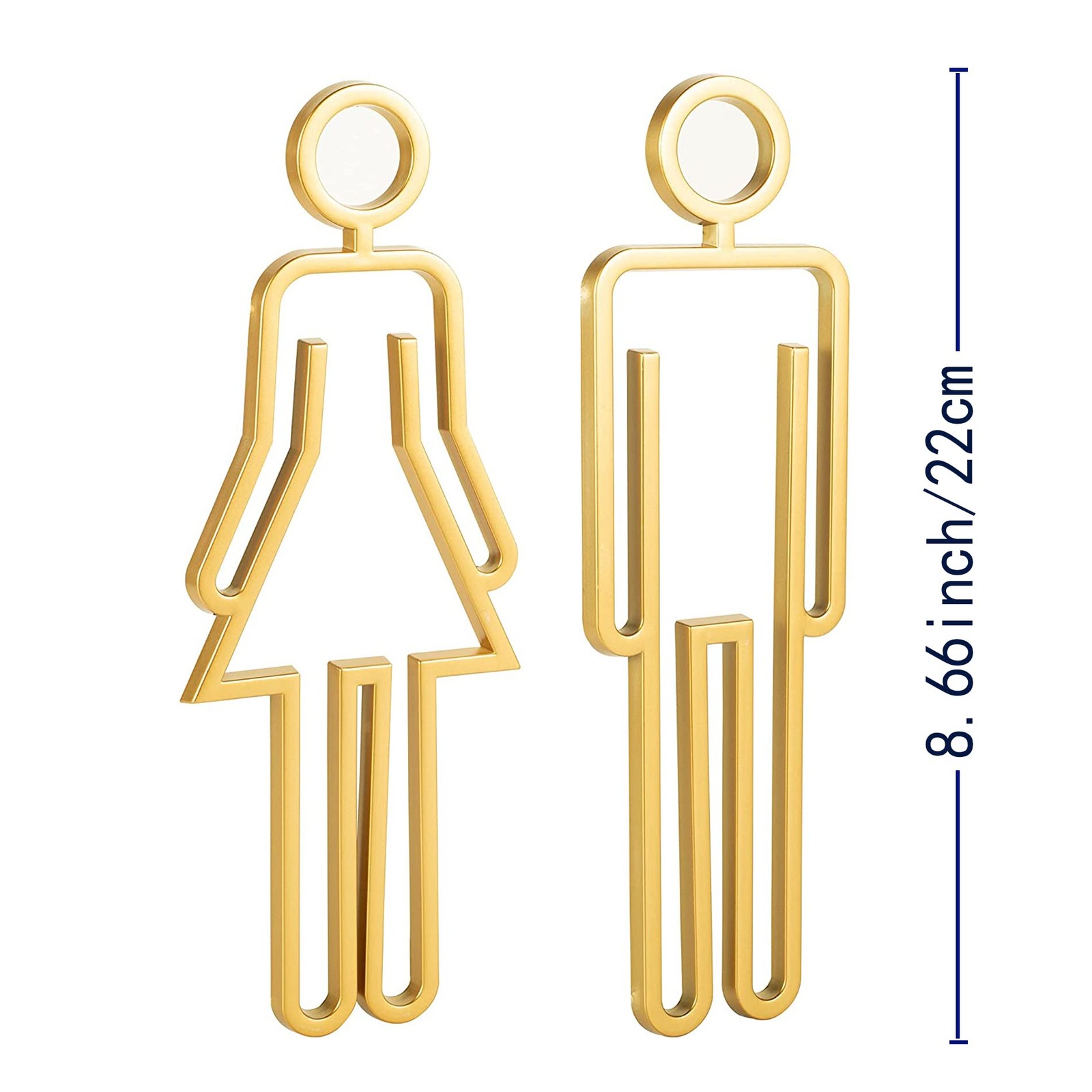 Golden Modern Acrylic Bathroom Sign Symbols Men Women Toilet Restroom Signage