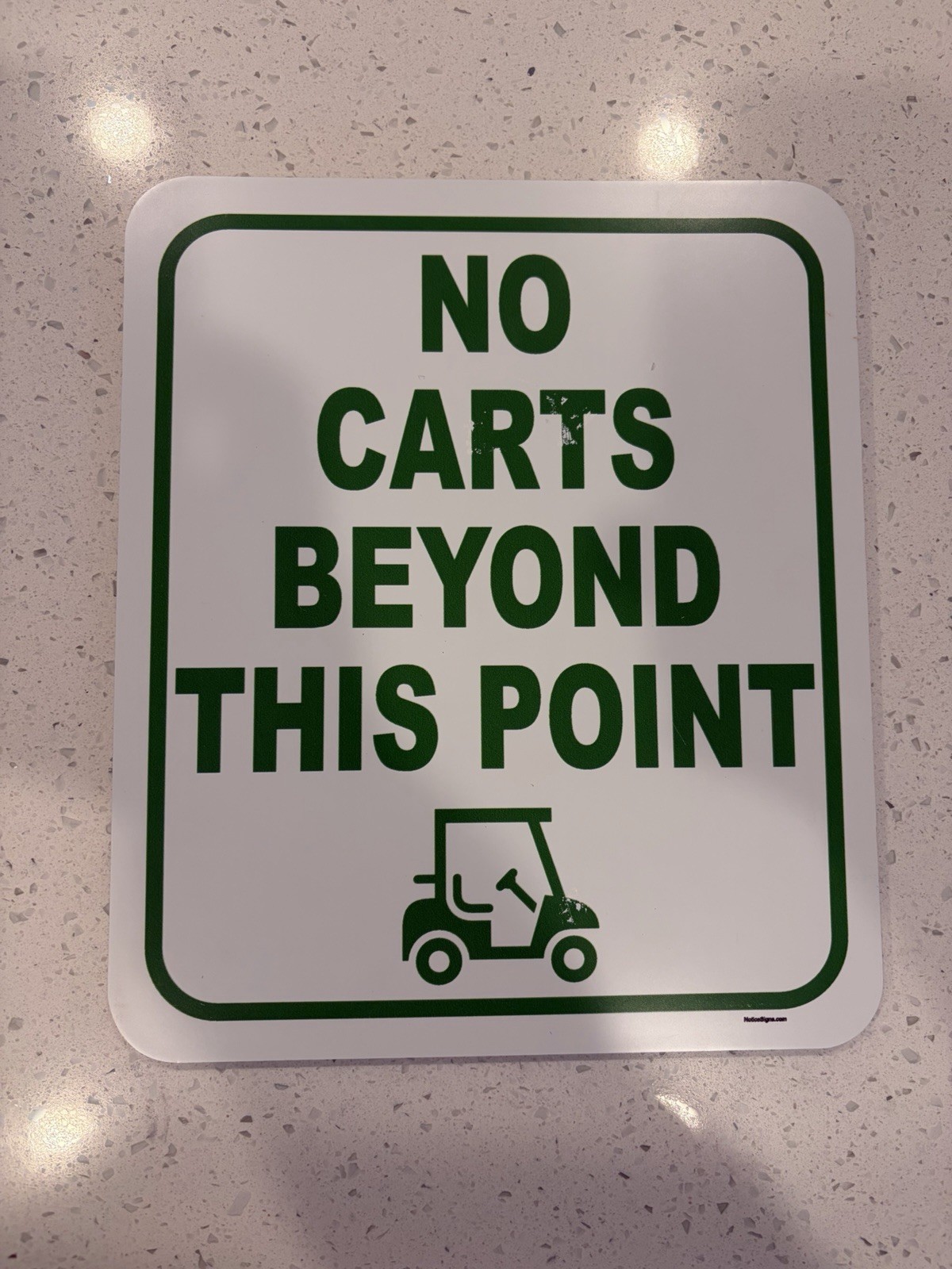 Green and White No Carts Beyond This Point Information Sign