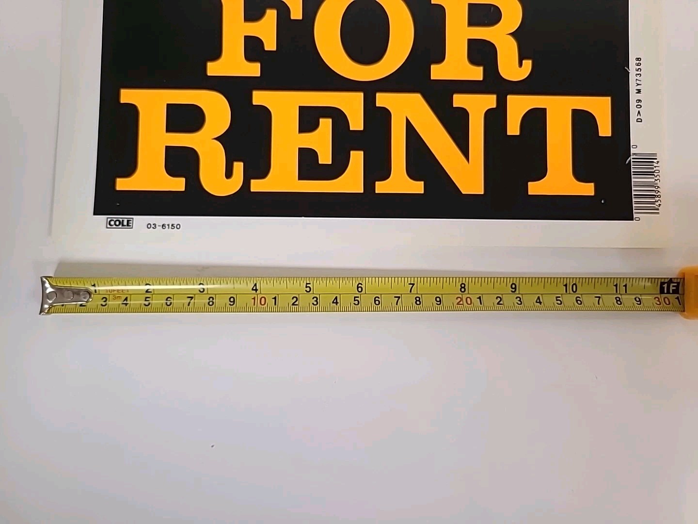 2 For Rent Paper Signs 8” x 12&Prime; Cole Co., White Black Orange (Set of 2)