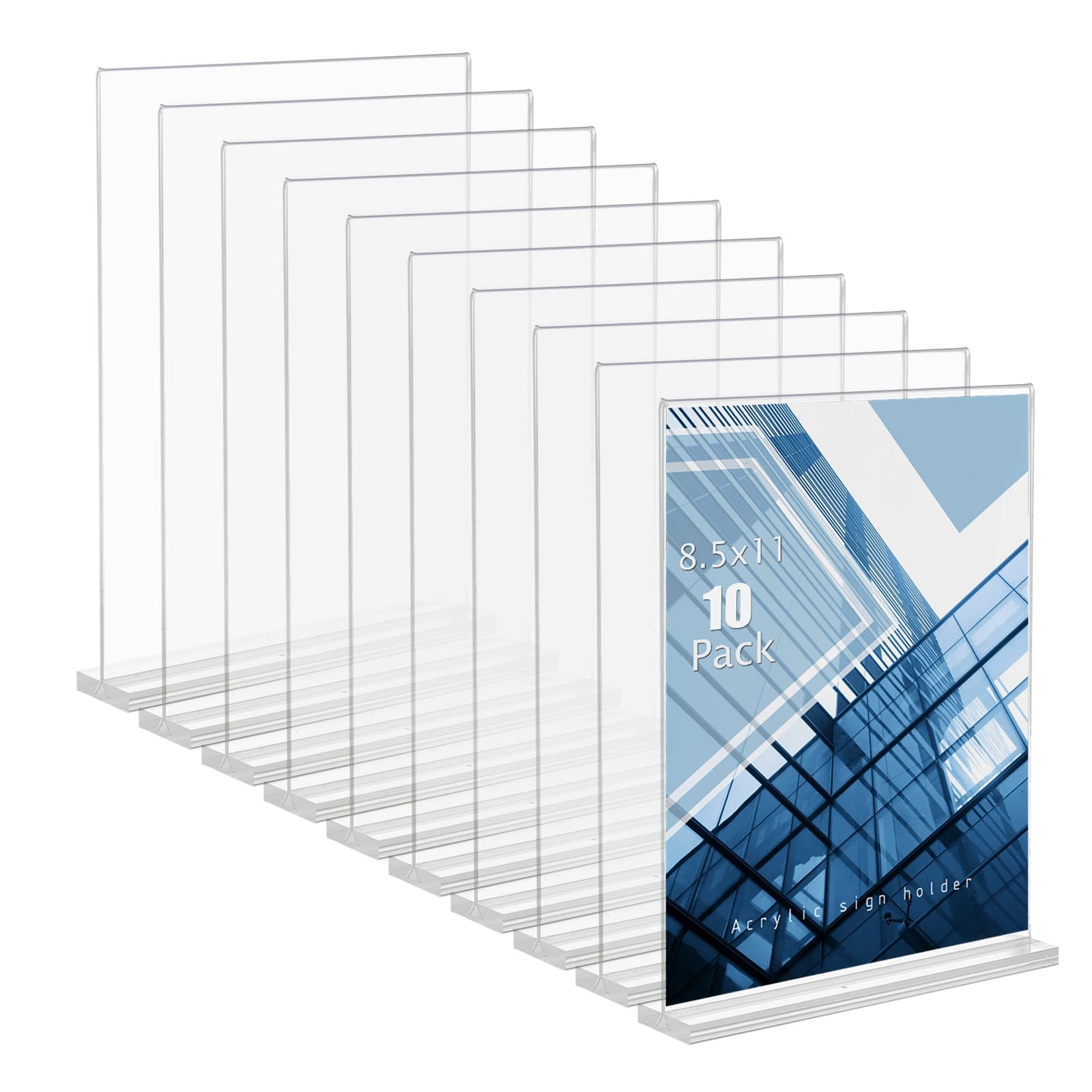 Acrylic Sign Holder, 8.5 x 11 inches Clear Table Menu Display 10 pcs, clear
