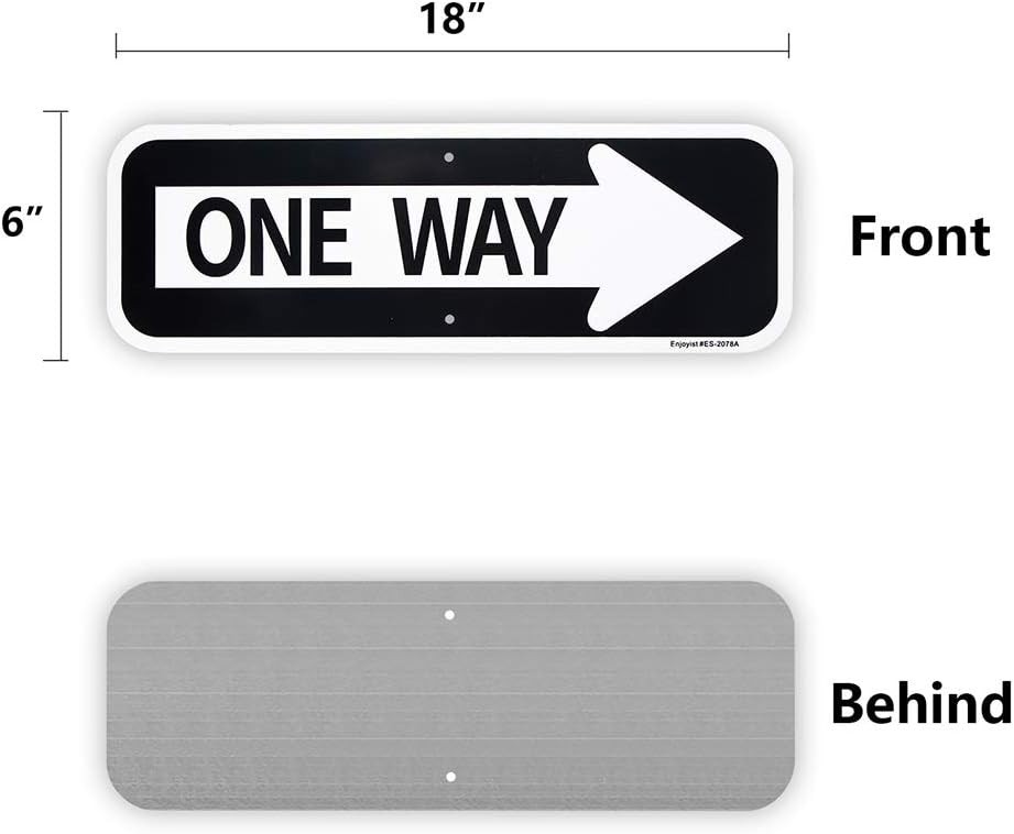 Durable 2-Pack Reflective Aluminum One Way Traffic Signs – 18×6 Inches