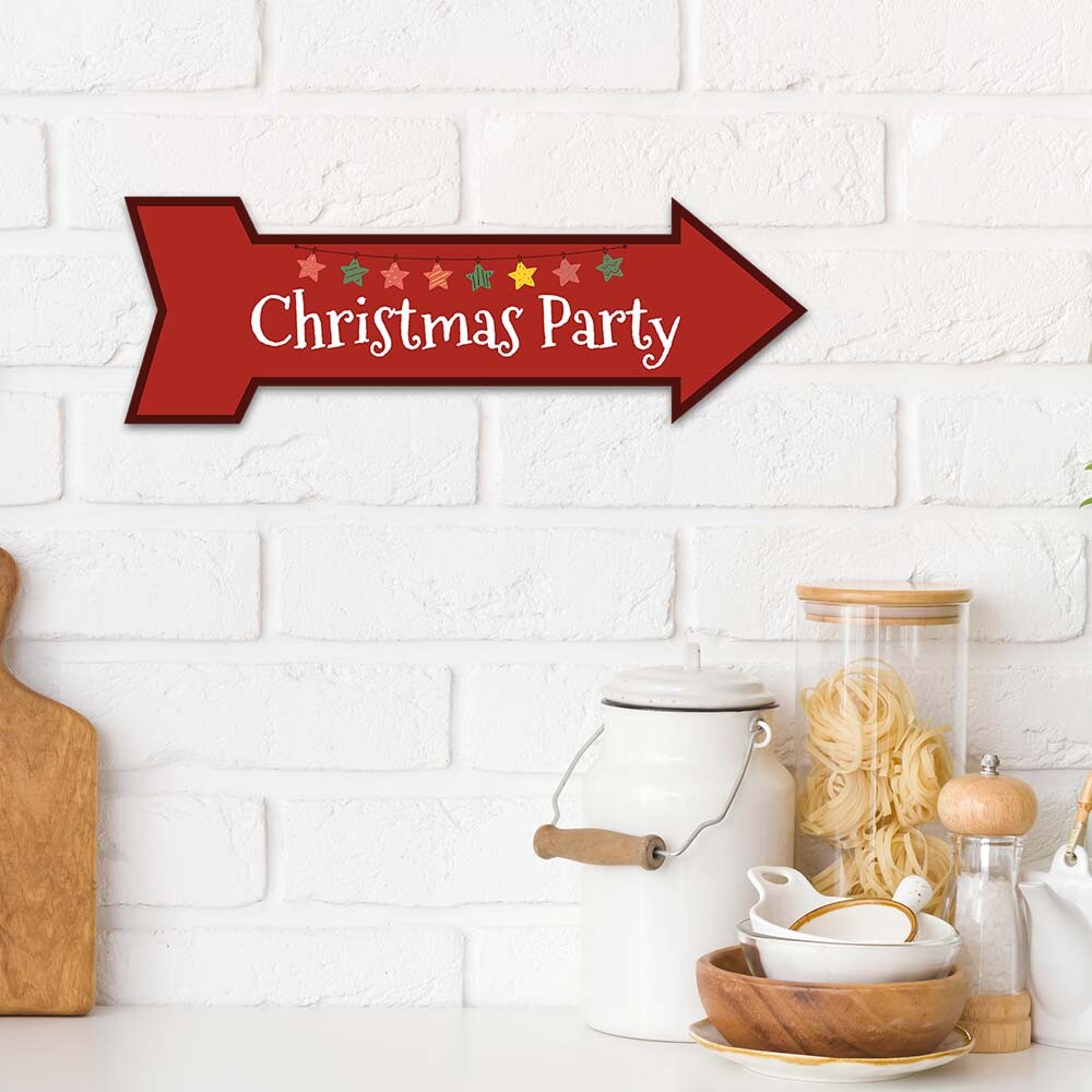 Arrow Shape Plus Christmas Party 12×4&Prime; Wall or Door Sign | Christmas