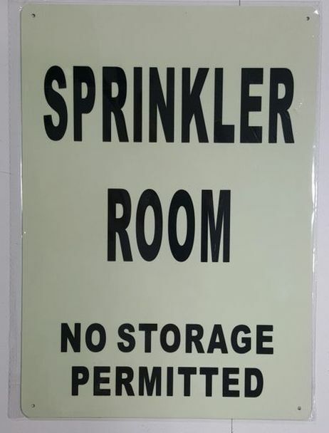 SPRINKLER ROOM SIGN GLOW IN THE DARK (HEAVY DUTY,ALUMINUM SIGN 10X14)-REF24-1027