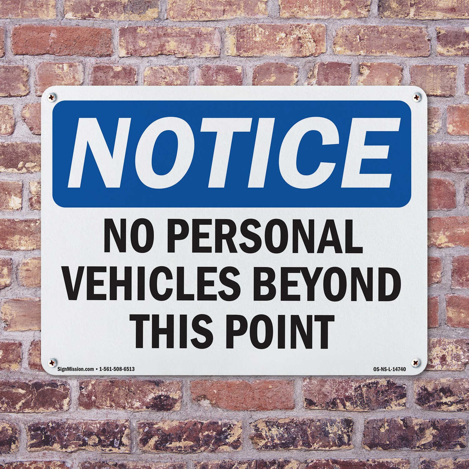 No Personal Vehicles Beyond This Point OSHA Notice Sign Or Decal – 5 or 10 Pack