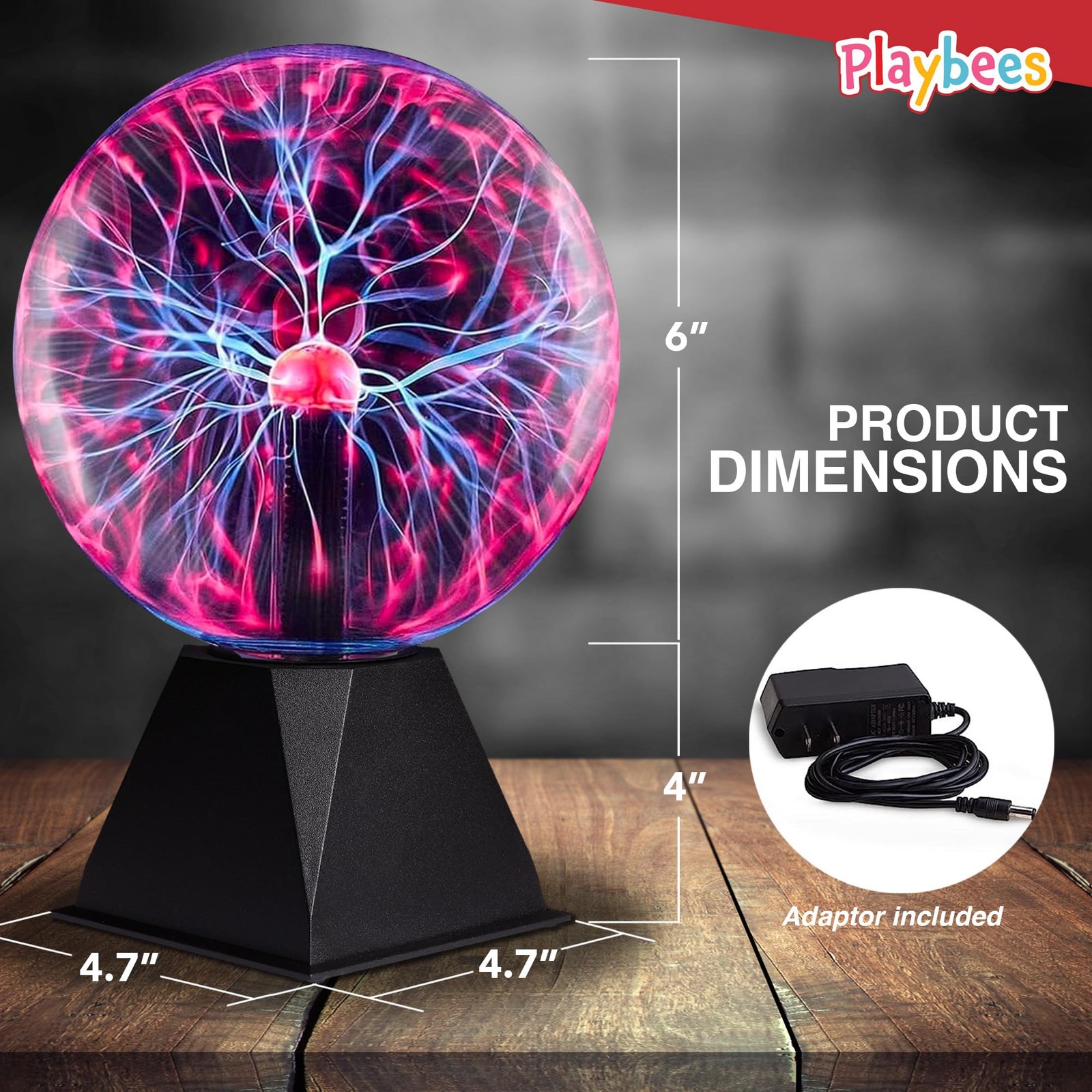 Playbees Red Plasma Ball – 7 Inch – Tesla Coil Bulb Static 7 inches,