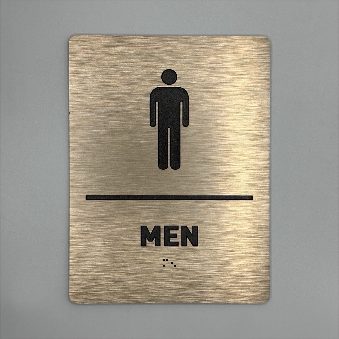 ADA Men’s Restroom Sign Braille Tactile 6×9 Brushed Bronze Aluminum