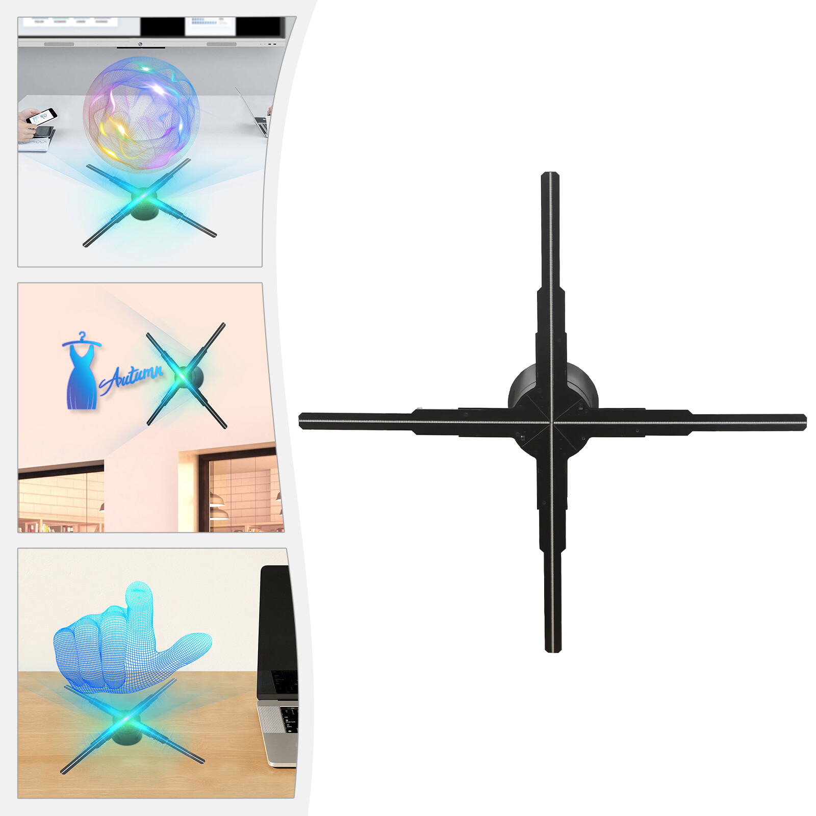 LED Hologram Fan Hologram Fan Projector with Remote 3D Hologram Display Fan NEW
