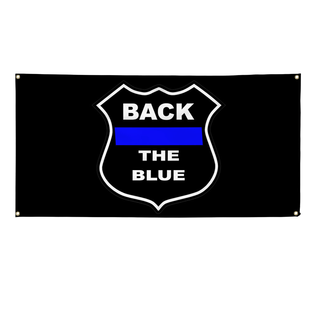 Vinyl Banner Multiple Sizes Back The Blue Black Police Cop Lifestyle Outdoor