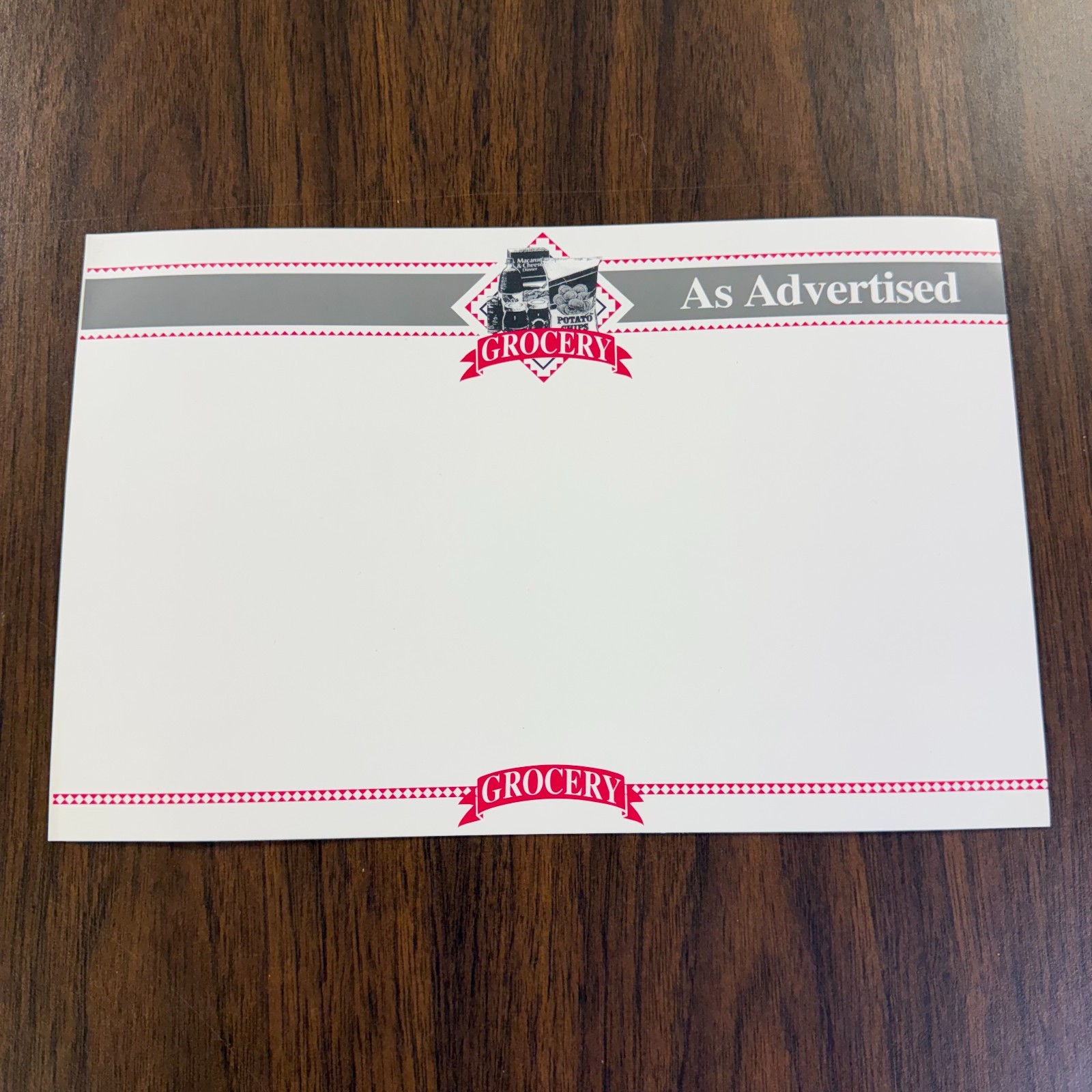 Grocery As Advertised Price Signs Shelf Card -Price Cards 11&Prime;W x7&Prime;H-50pcs