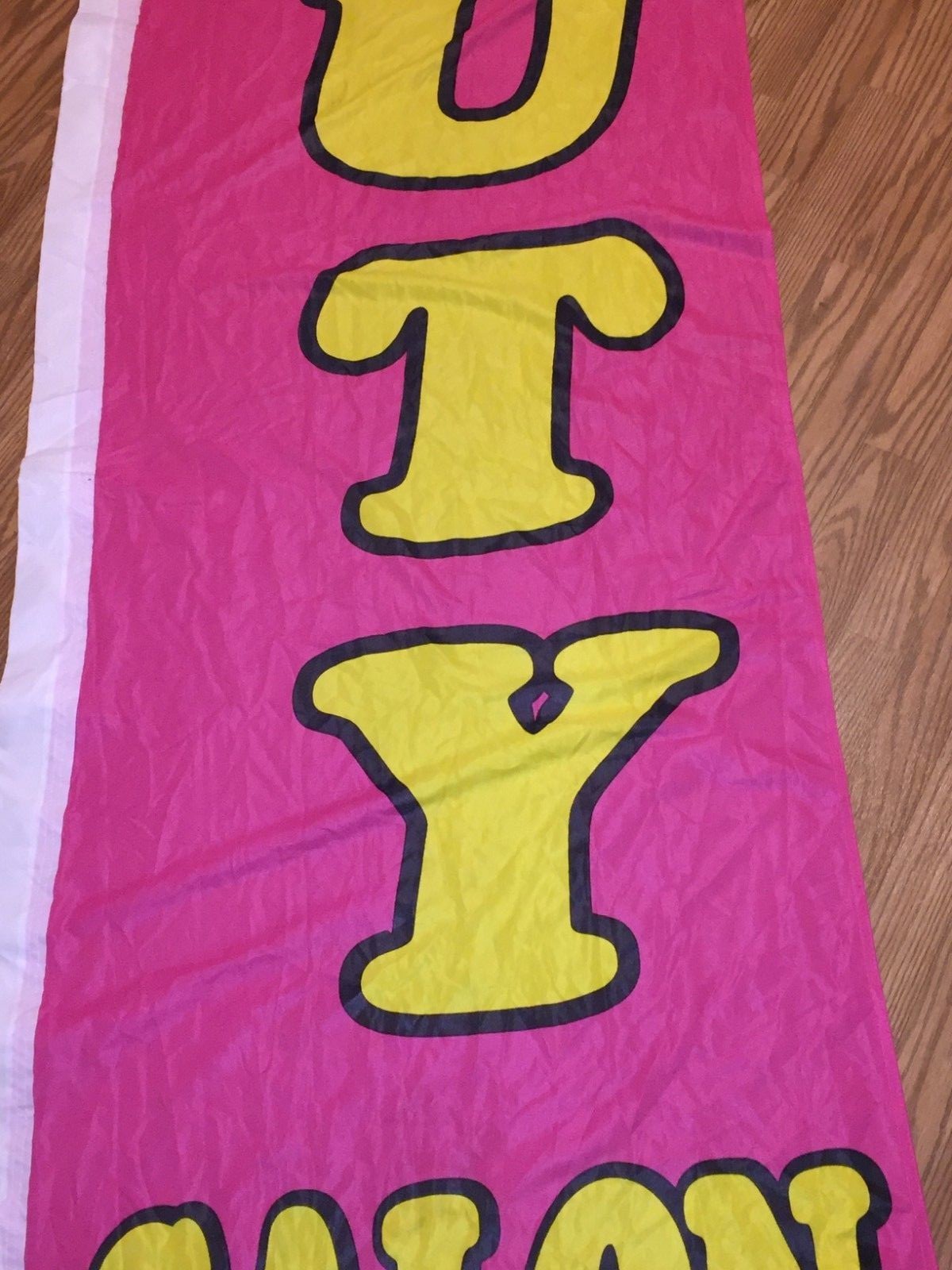 Huge Beauty Salon Banner Only 11 ft x 2 1/2 ft Pink Yellow White Nylon Vertical