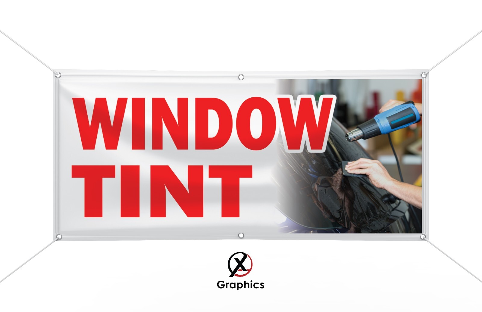 Window tint Vinyl Banner advertising Sign. Full color any size glass tinting