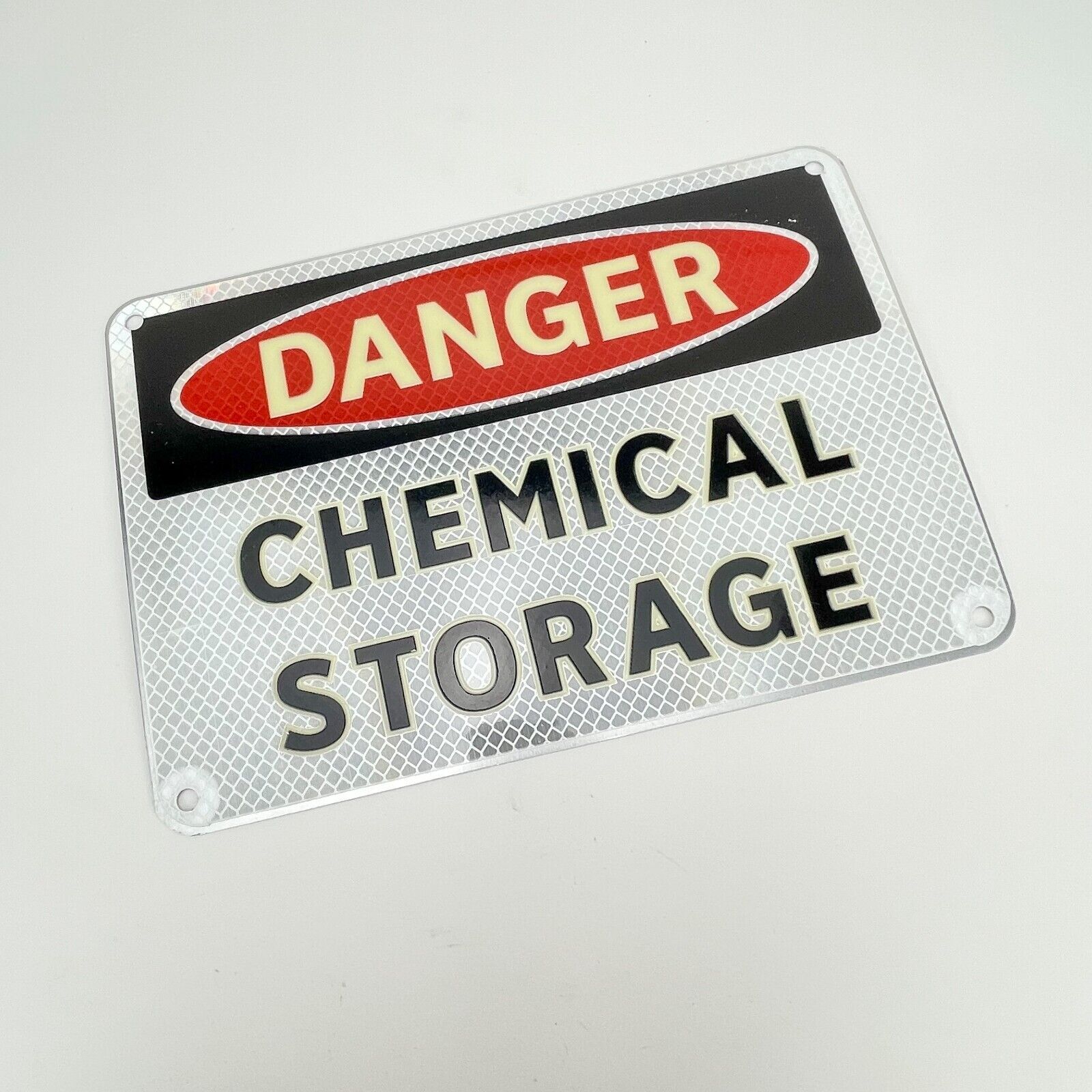 Danger Chemical Storage Sign 7&Prime;x 10&Prime; Aluminum Reflective Lot of 4 NEW