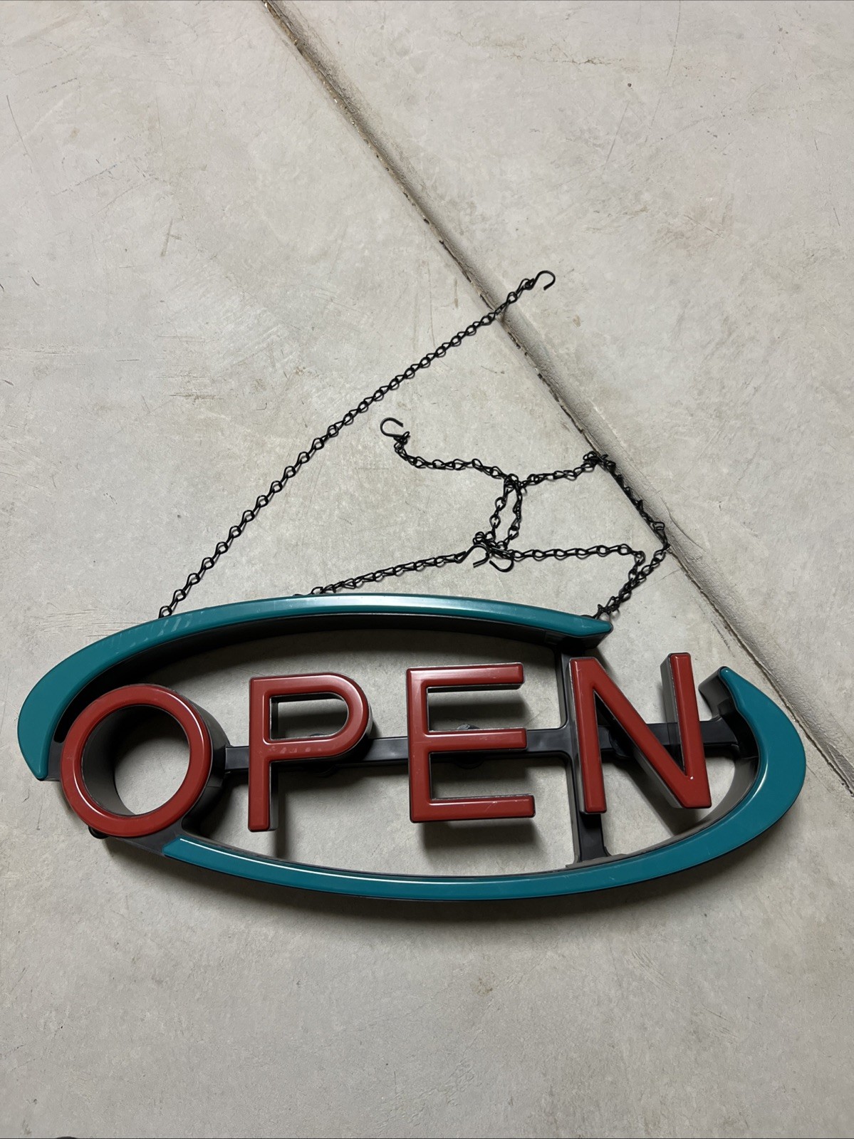 LED Illuminated Red Blue Black &lsquo;OPEN&rsquo; Hanging Business Illuminated Sign