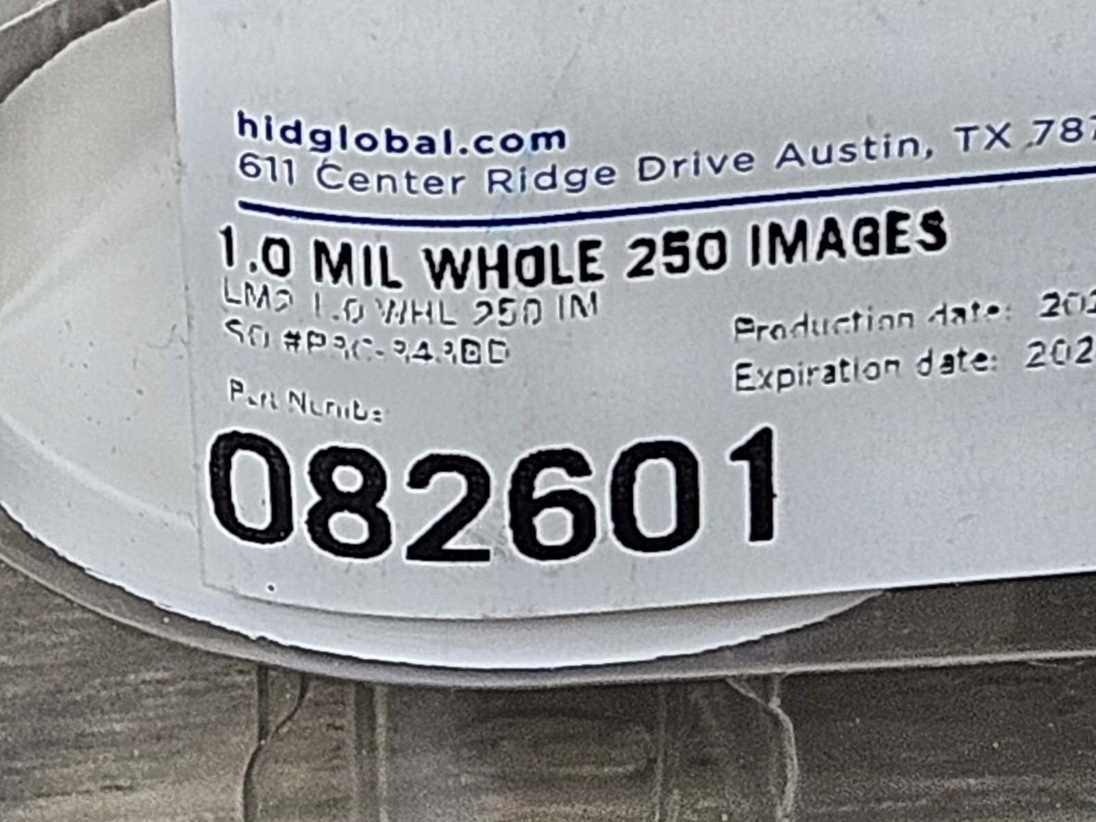 HID 082601 Fargo Polyguard Overlaminate 1.0 MIL Whole 250 Images exp. 3-28 on