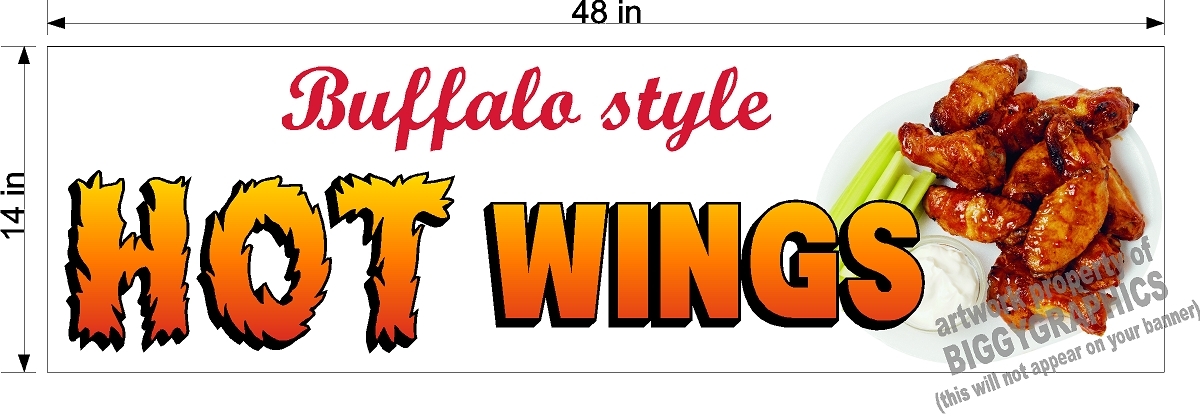 14&Prime; x 48&Prime; VINYL BANNER BUFFALO STYLE HOT WINGS