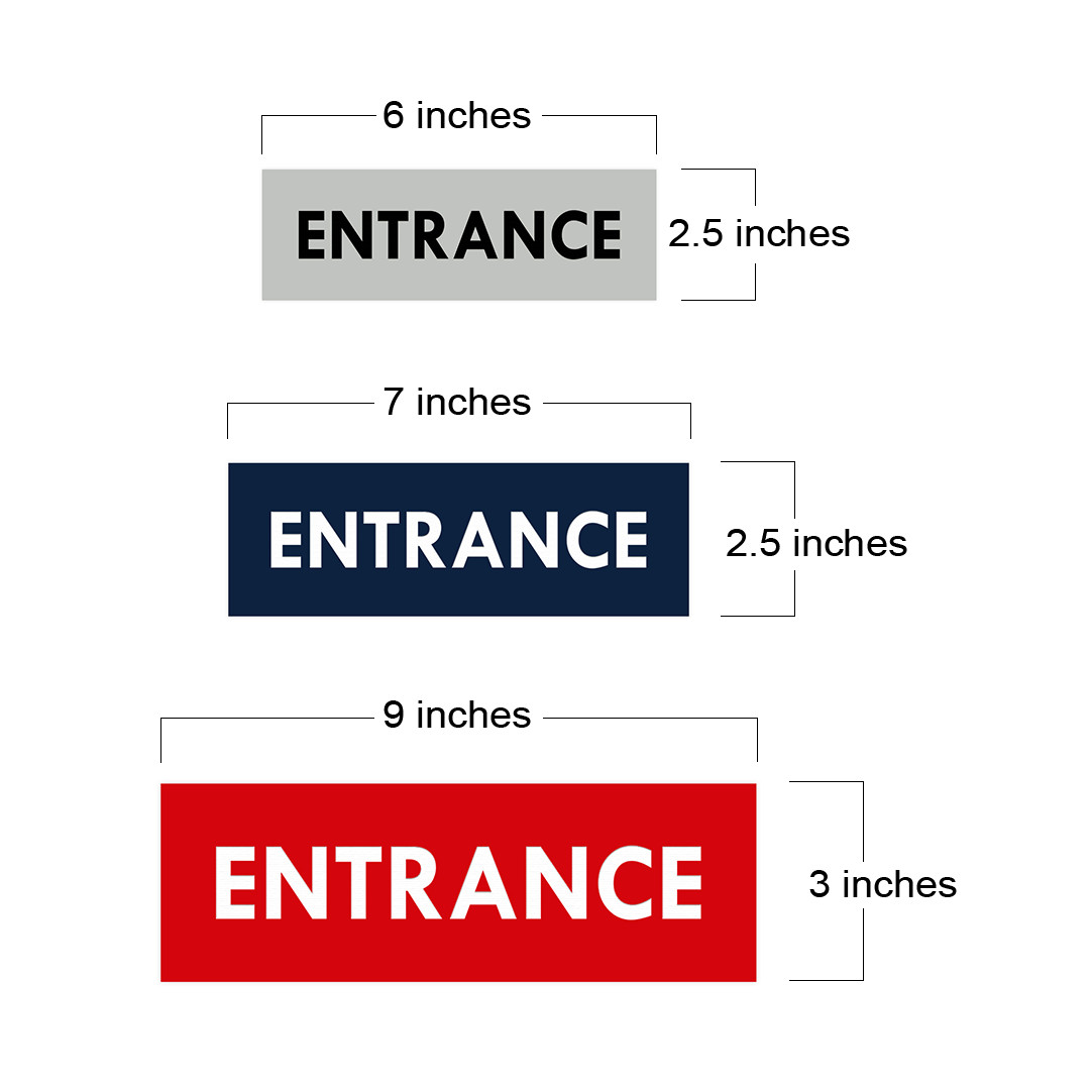 Basic ENTRANCE Door / Wall Sign – Black – Large 3 x 9&Prime;