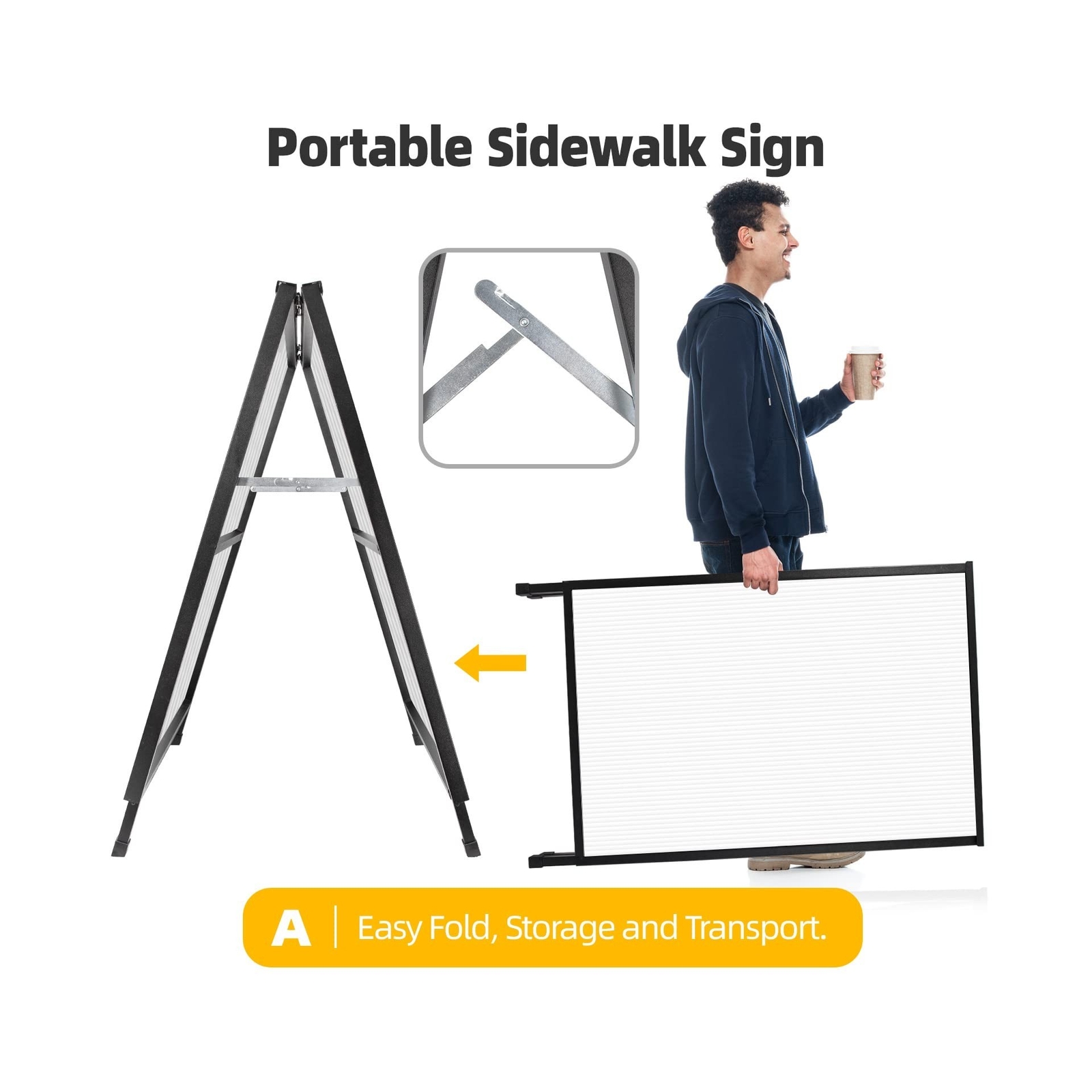 2 Pack Heavy Duty A-Frame Sidewalk Sign 24 x 36 Inch, Portable Double-Sided S…