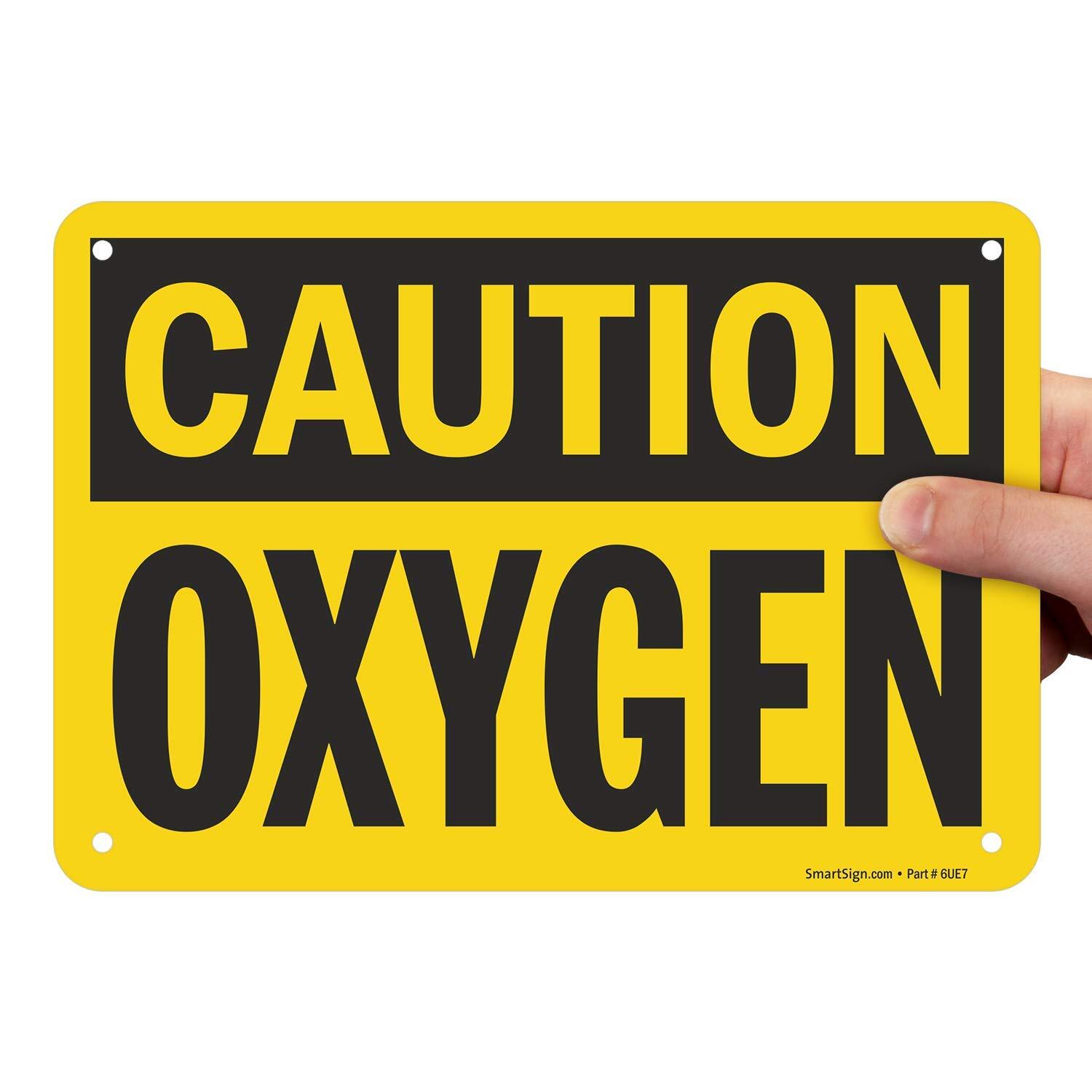 7&Prime;x10&Prime; Caution – Oxygen Sign Durable Plastic for Safety Workplace Industrial