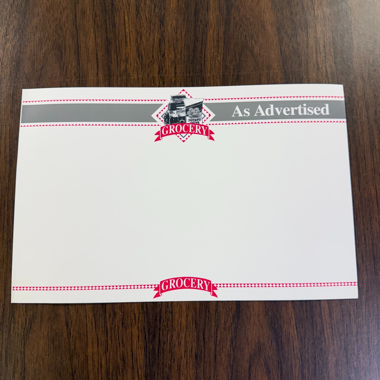Grocery As Advertised Price Signs Shelf Card -Price Cards 11&Prime;W x7&Prime;H-50pcs