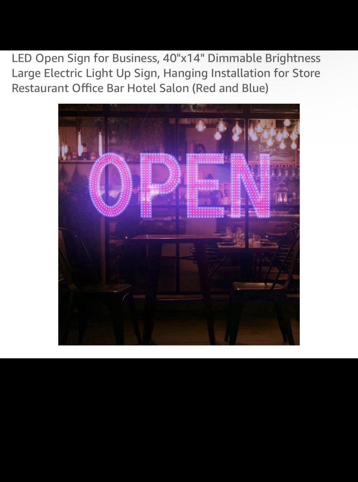 LED Open Sign for Business, 40&Prime;X14&Prime; Dimmable Brightness Large Electric Light up