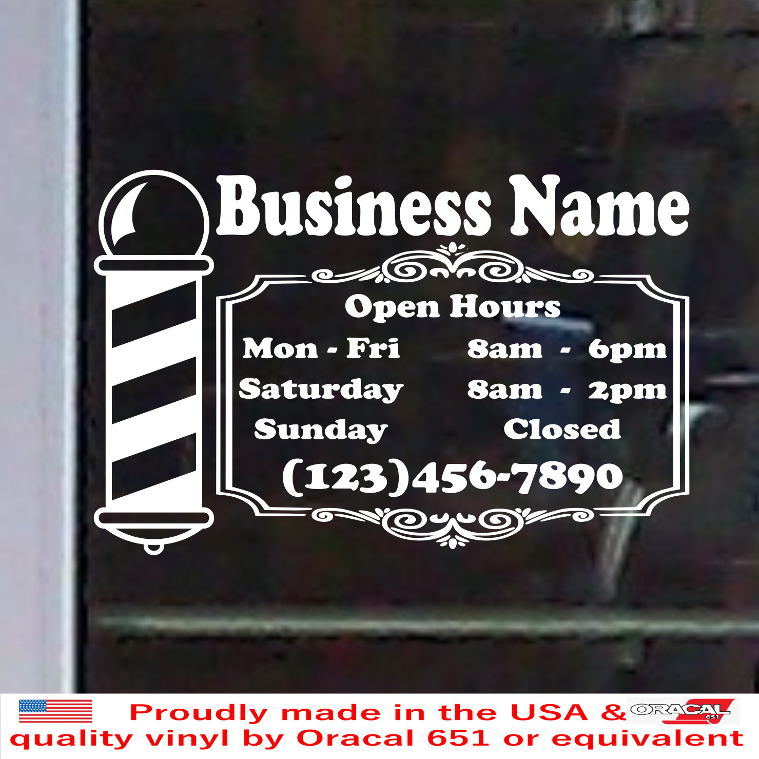 Custom Store Barber Shop BUSINESS OPEN HOURS Vinyl Decal Hair Cut Salon BS026G