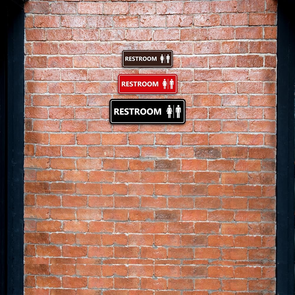 Standard All Gender Restroom Sign Black – Large 1 Pack