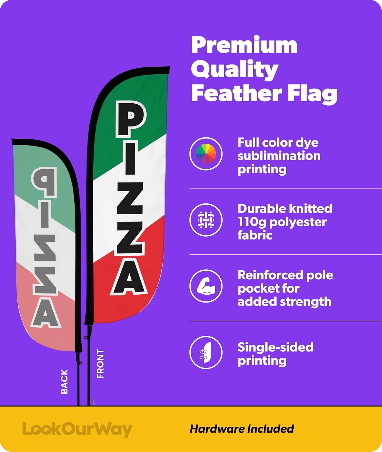 LookOurWay Feather Flag Pole Kit – 7 Feet Tall Advertising Banner with Fiberglas