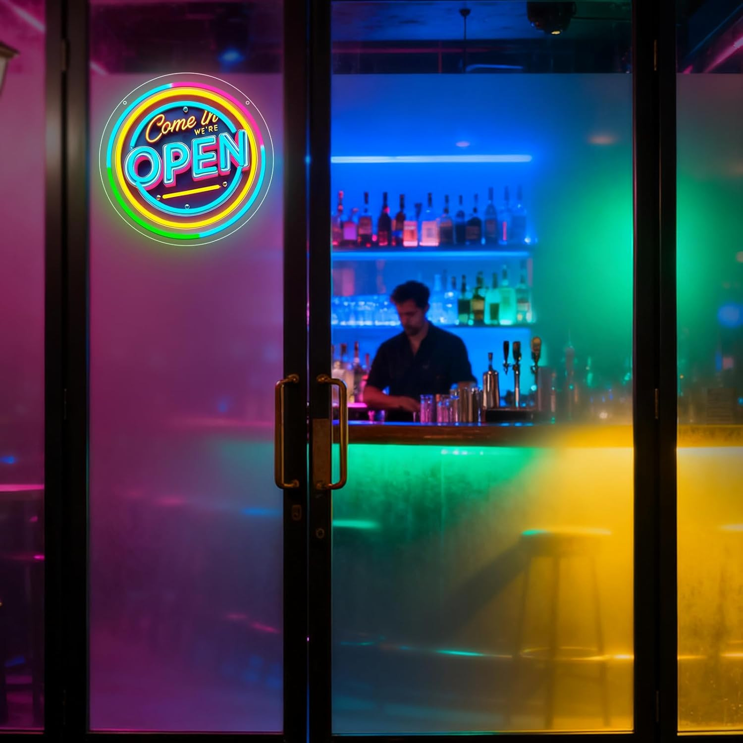 Neon Open Sign for Business, 13 * 13 » Colorful Adjustable Brightness Come in We