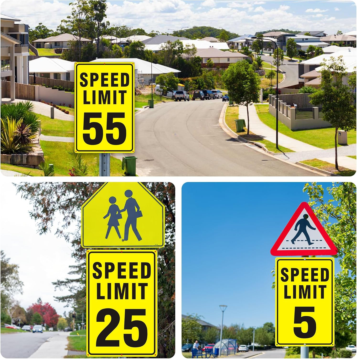 5 MPH Speed Limit Signs – 2 Pack, 18×12 Inch Reflective Aluminum, Rust Free