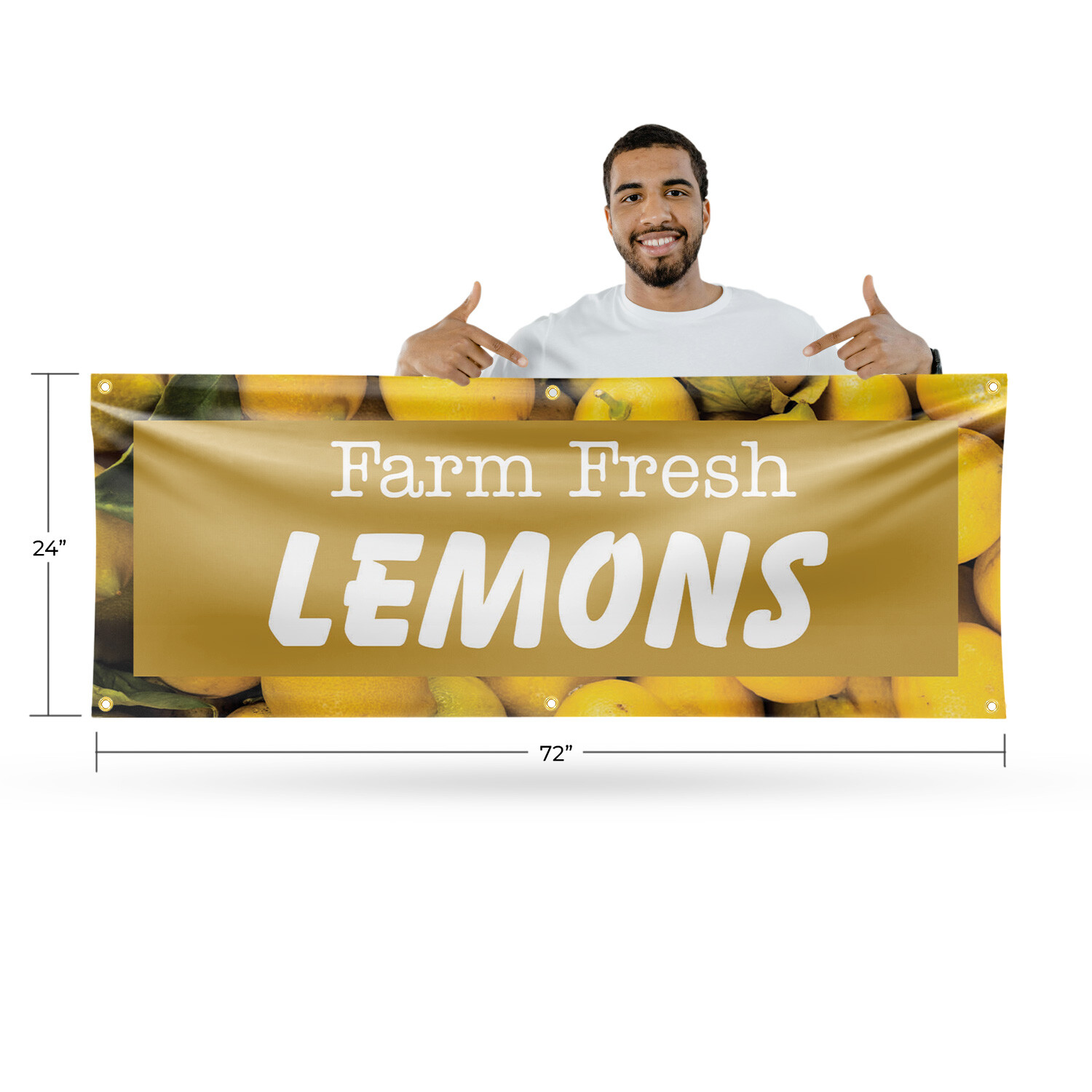 Farm Fresh Lemons Vinyl Banner Sign with Metal Grommets Heavy-Duty Single-Sided