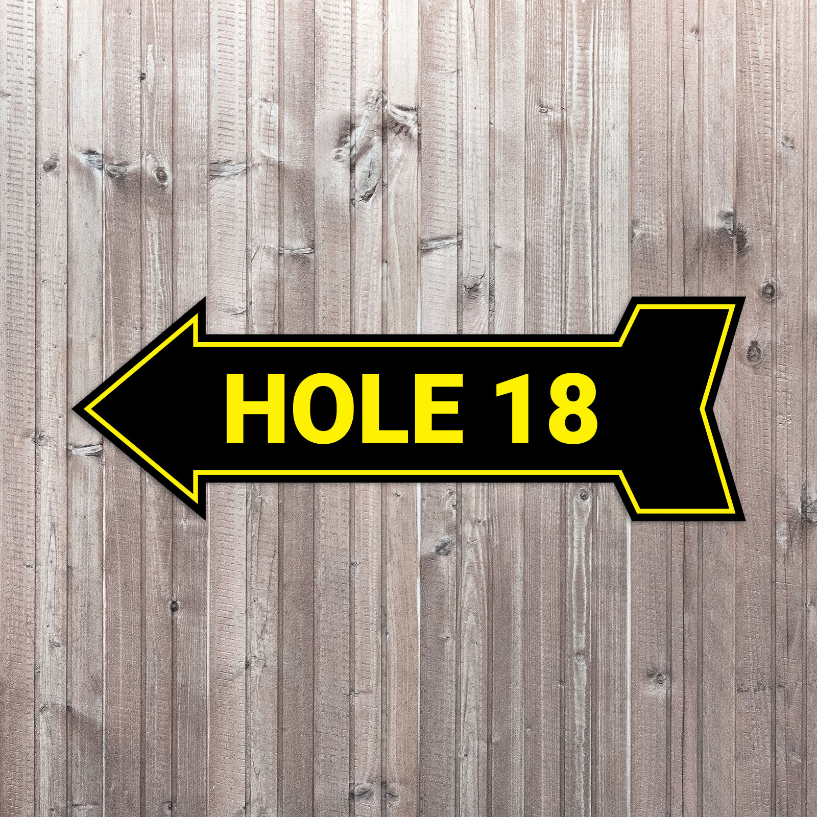 Arrow Shape Hole 18 12×4&Prime; Wall or Door Sign | Golf Signage