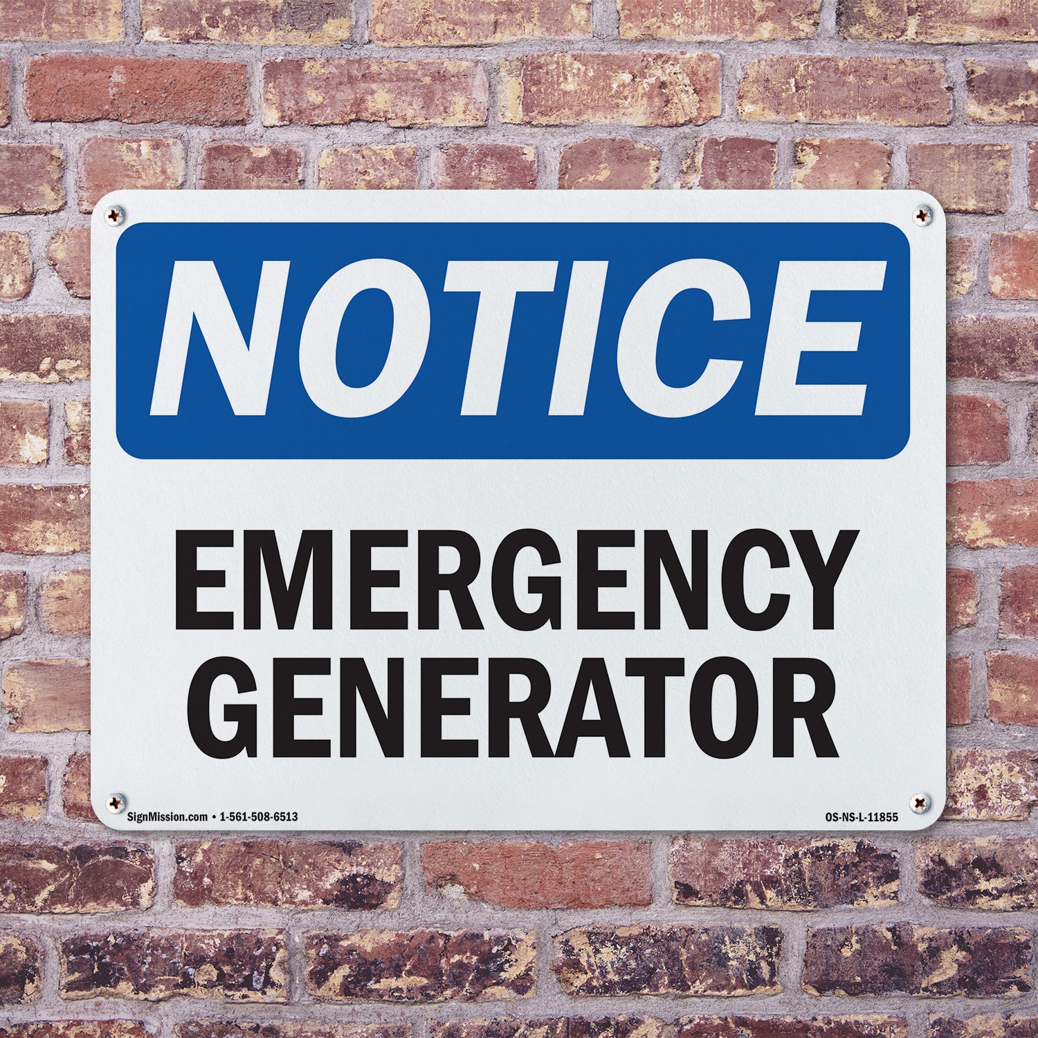 Emergency Generator OSHA Notice Sign Metal, Plastic, Or Decal – 5 or 10 Pack