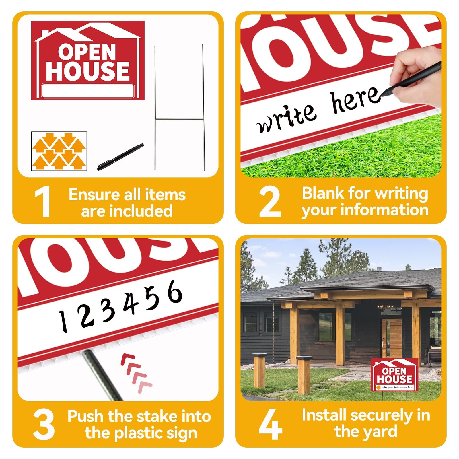 5 Pack Open House Signs, Open House Sign for Real Estate – 17&Prime;x12&Prime; Double Sid…