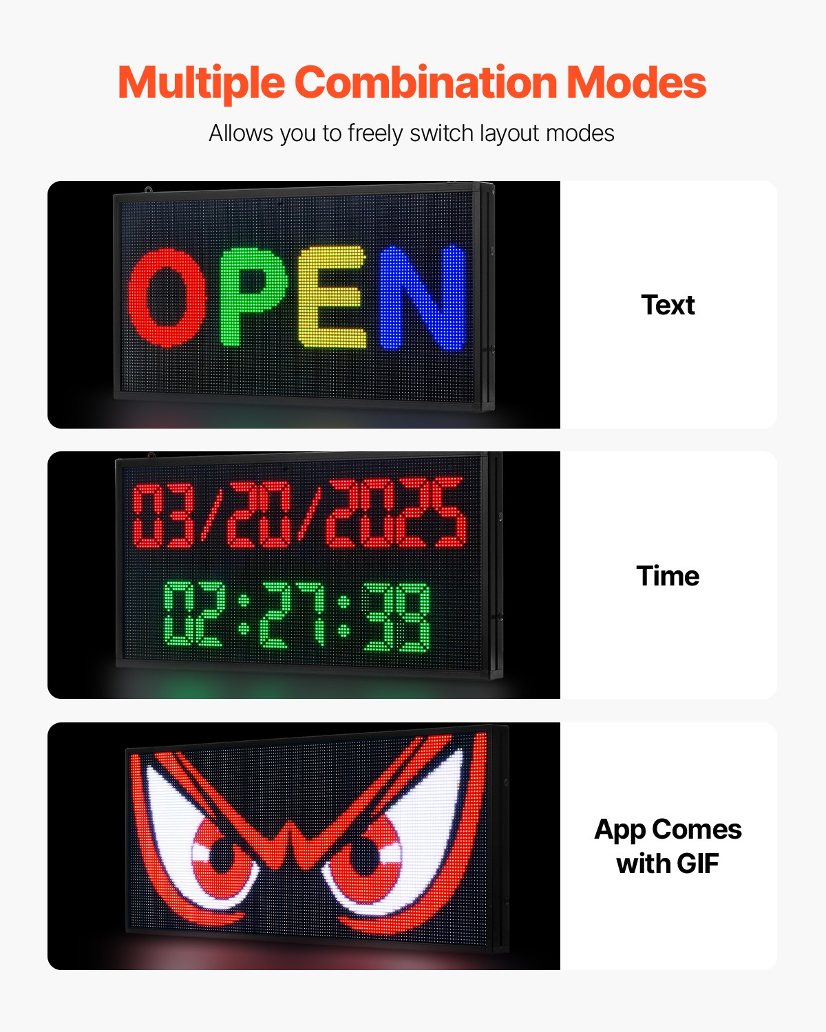 VEVOR 27×14 in Programmable LED Sign Digital Scrolling Display Board P5