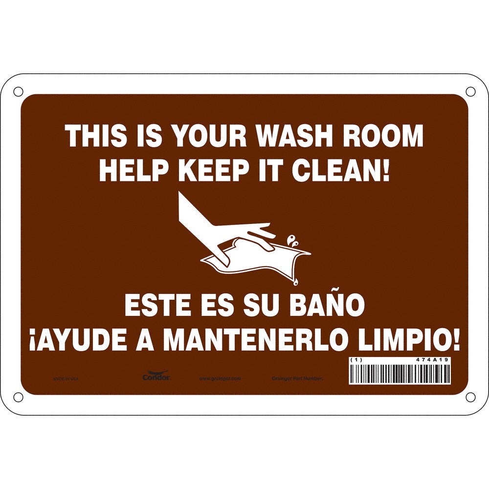 CONDOR 474A19 Safety Sign,7 in x 10 in,Polyethylene 474A19